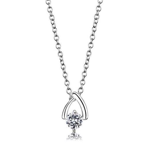 Picture of LO4692 - Brass Chain Pendant Silver+ e-coating Women AAA Grade CZ Clear