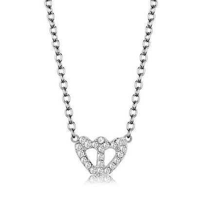 Picture of LO4694 - Brass Necklace Rhodium Women Top Grade Crystal Clear