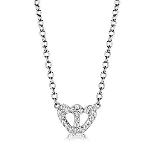 Picture of LO4694 - Brass Necklace Rhodium Women Top Grade Crystal Clear