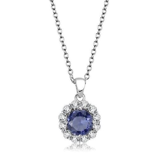 Picture of LO4697 - Brass Chain Pendant Rhodium Women Synthetic Tanzanite