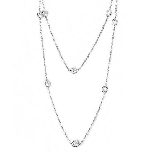 Picture of LO4704 - Brass Necklace Rhodium Women AAA Grade CZ Clear