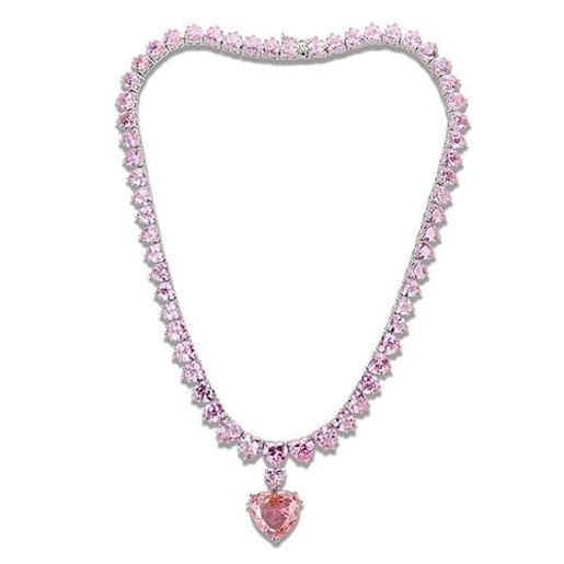 Picture of LO4705 - Brass Necklace Rhodium Women AAA Grade CZ Rose