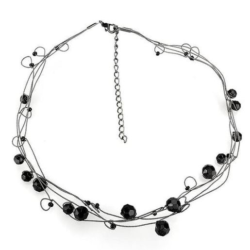 Picture of LO4714 - White Metal Necklace Ruthenium Women Synthetic Jet