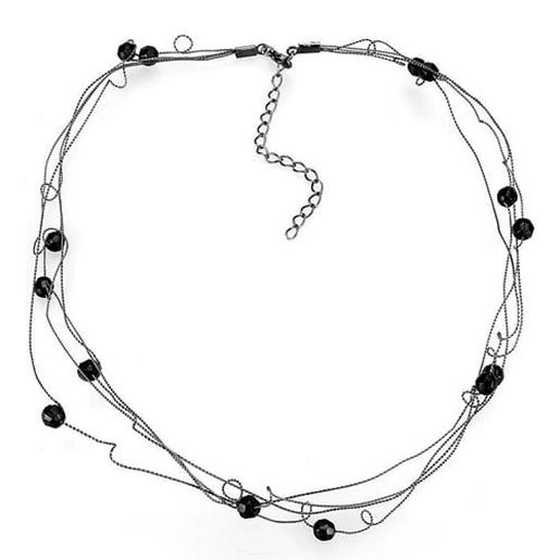 Picture of LO4719 - White Metal Necklace Ruthenium Women Synthetic Jet