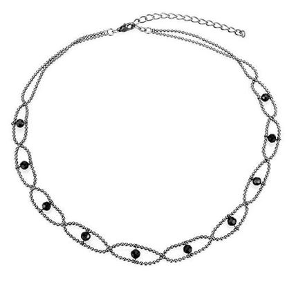 Picture of LO4723 - White Metal Necklace Ruthenium Women Synthetic Jet