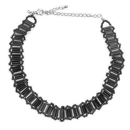 Picture of LO4724 - White Metal Necklace Rhodium Women Synthetic Jet