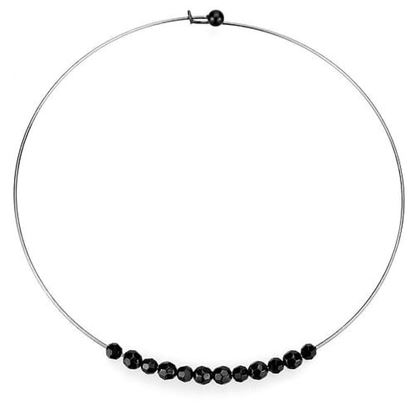 Picture of LO4725 - White Metal Necklace Ruthenium Women Synthetic Jet