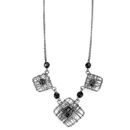 Picture of LO4727 - White Metal Necklace Ruthenium Women Synthetic Jet