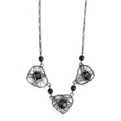 Picture of LO4728 - White Metal Necklace Ruthenium Women Synthetic Jet