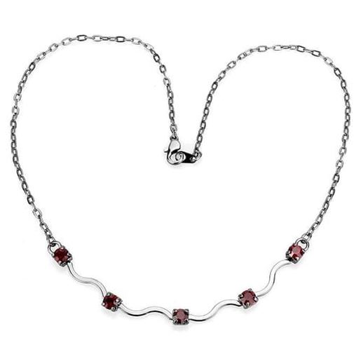 Picture of LO4730 - White Metal Necklace Ruthenium Women AAA Grade CZ Siam