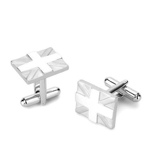 Picture of LO4733 - Brass Cufflink Matte Rhodium & Rhodium Men No Stone No Stone