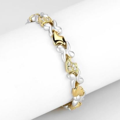 Picture of LO4736 - Brass Bracelet Gold+Rhodium Women AAA Grade CZ Clear