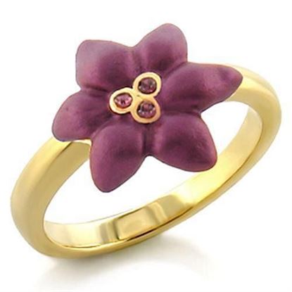 Picture of LO513 - White Metal Ring Gold Women Top Grade Crystal Amethyst