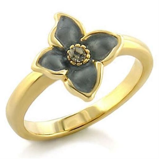 Picture of LO518 - White Metal Ring Gold Women Top Grade Crystal Black Diamond