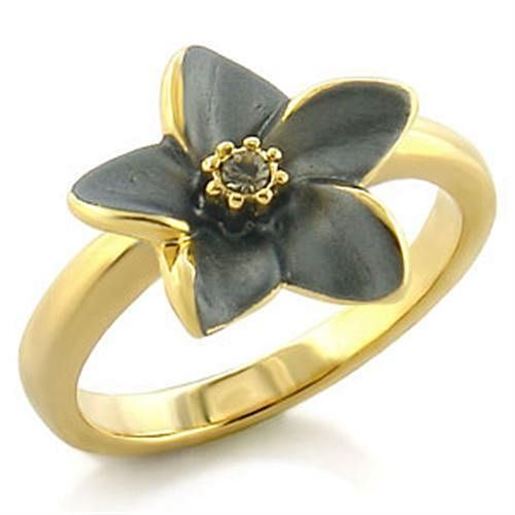 Picture of LO520 - White Metal Ring Gold Women Top Grade Crystal Black Diamond