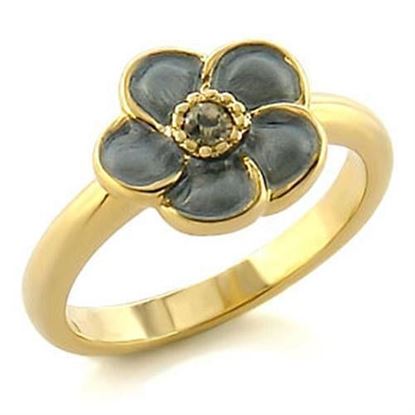 Picture of LO538 - White Metal Ring Gold Women Top Grade Crystal Black Diamond