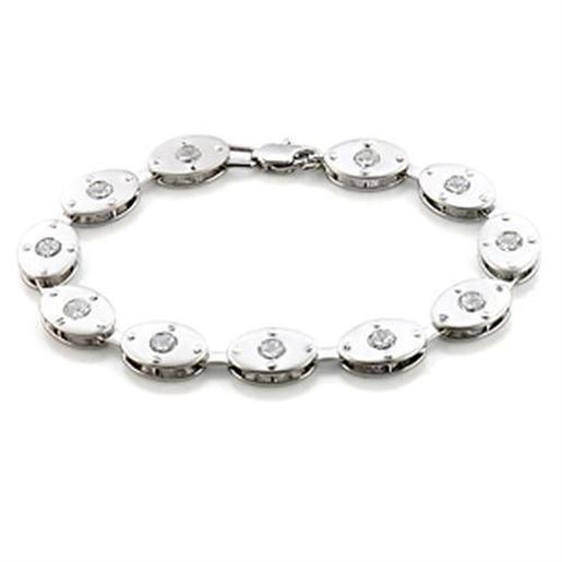 Picture of LO581 - Brass Bracelet Matte Rhodium & Rhodium Women AAA Grade CZ Clear