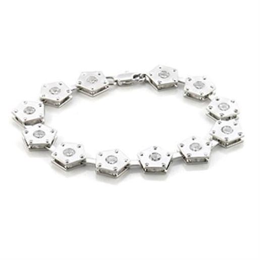 Picture of LO584 - Brass Bracelet Matte Rhodium & Rhodium Women AAA Grade CZ Clear