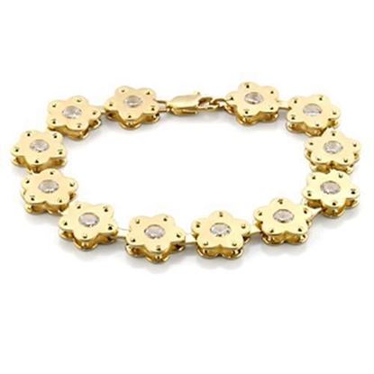 Picture of LO596 - Brass Bracelet Matte Gold & Gold Women AAA Grade CZ Clear