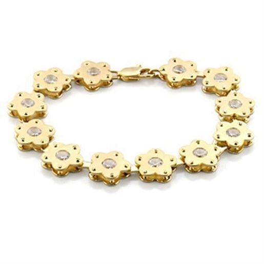 Picture of LO596 - Brass Bracelet Matte Gold & Gold Women AAA Grade CZ Clear