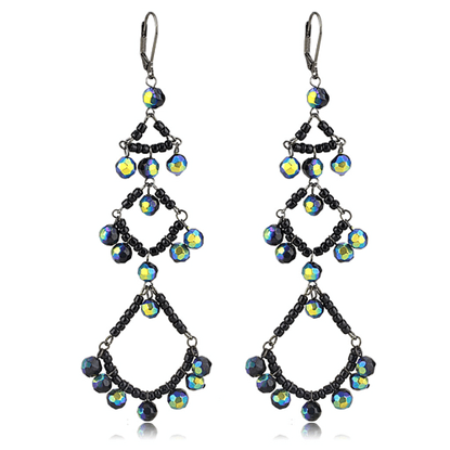 Picture of LO628 - Brass Earrings Antique Silver Women Top Grade Crystal Multi Color