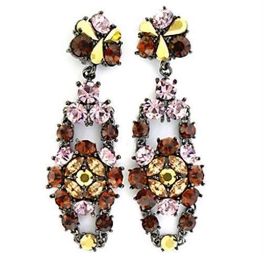 Picture of LO629 - White Metal Earrings Ruthenium Women Top Grade Crystal Multi Color