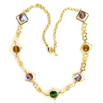 Picture of LO719 - Brass Necklace Gold Women Synthetic Multi Color