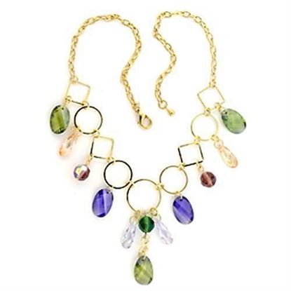 Picture of LO720 - Brass Necklace Gold Women AAA Grade CZ Multi Color