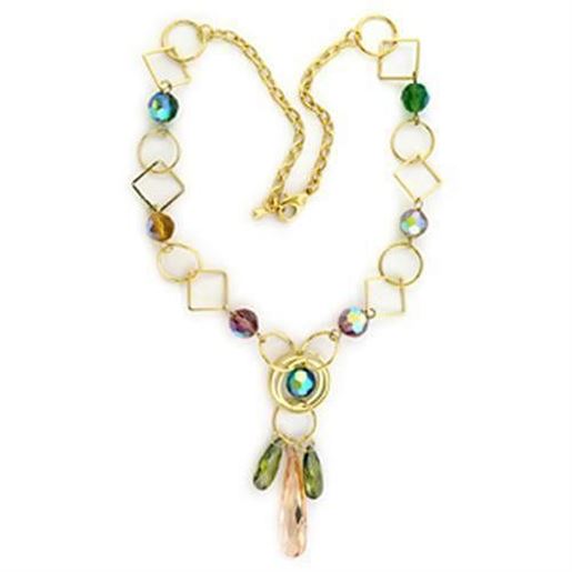 Picture of LO721 - Brass Necklace Gold Women Synthetic Multi Color