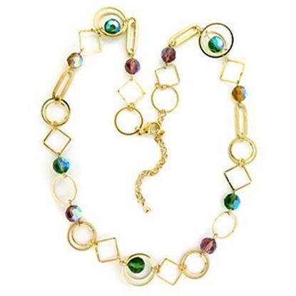 Picture of LO723 - Brass Necklace Gold Women Synthetic Multi Color