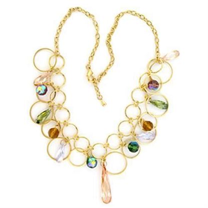 Picture of LO724 - Brass Necklace Gold Women AAA Grade CZ Multi Color