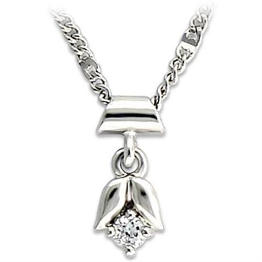 Picture of LO735 - Brass Chain Pendant Rhodium Women AAA Grade CZ Clear