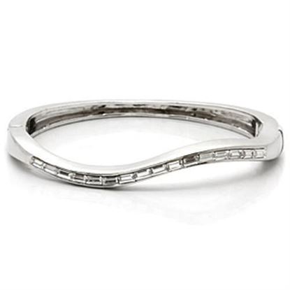 Picture of LO850 - Brass Bangle Imitation Rhodium Women Top Grade Crystal Clear