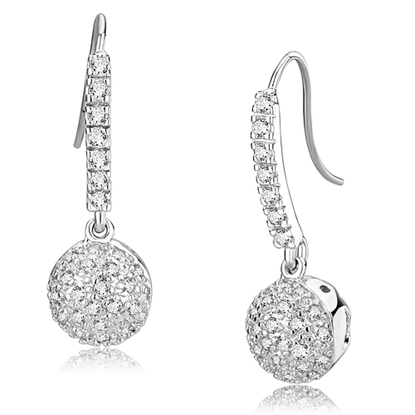 Picture of LO893 - Brass Earrings Rhodium Women AAA Grade CZ Clear