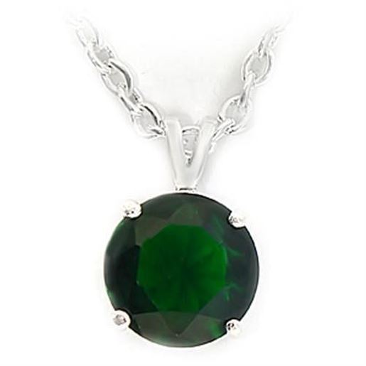 Picture of LOA072 - Brass Chain Pendant Silver Women Synthetic Emerald