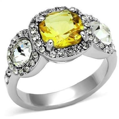 Picture of LOA1068 - Brass Ring Rhodium Women Synthetic Citrine Yellow