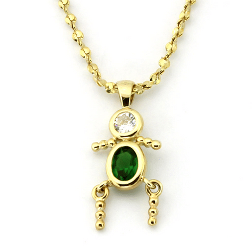 Picture of LOA1358 - Brass Chain Pendant Gold Women AAA Grade CZ Emerald