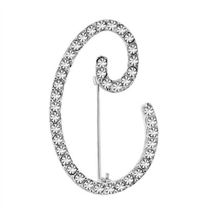 Picture of LOA1361 - Brass Brooches Rhodium Women Top Grade Crystal Clear