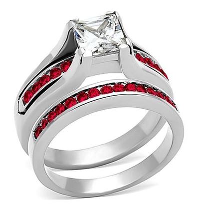 Picture of LOA1362 - Stainless Steel Ring High polished (no plating) Women AAA Grade CZ Multi Color