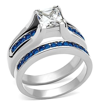 Picture of LOA1363 - Stainless Steel Ring High polished (no plating) Women AAA Grade CZ Multi Color