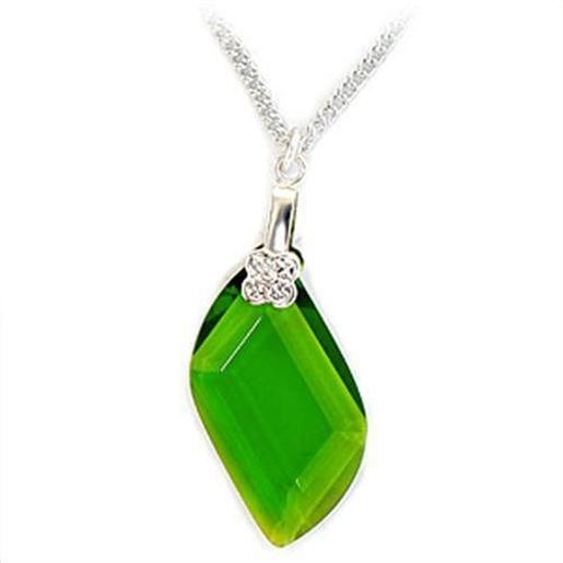 Picture of LOA162 - Brass Chain Pendant Rhodium Women Synthetic Peridot