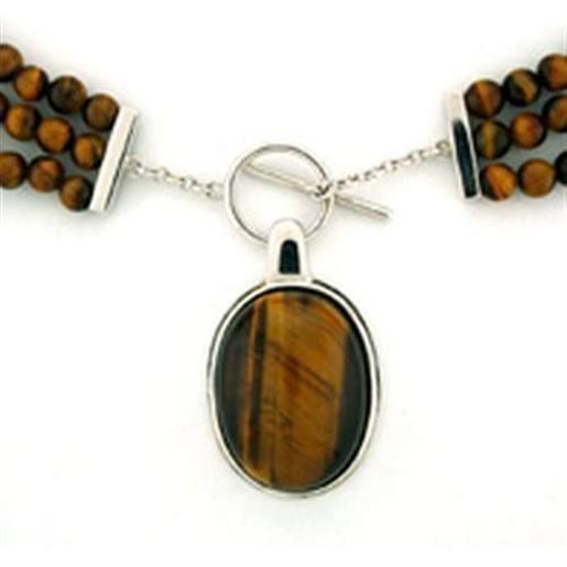 Picture of LOA278 - 925 Sterling Silver Necklace Rhodium Women Semi-Precious Smoked Quartz