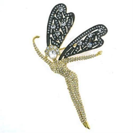 Picture of LOA280 - Brass Brooches Gold Women Top Grade Crystal Clear