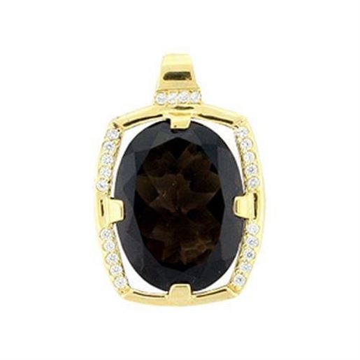 Picture of LOA373 - 925 Sterling Silver Pendant Gold Women AAA Grade CZ Smoky Topaz