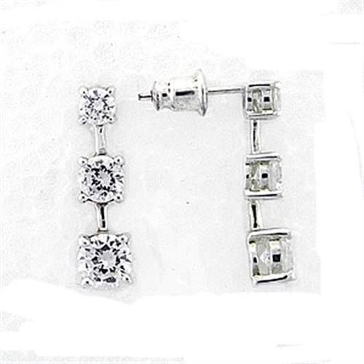 Picture of LOA379 - 925 Sterling Silver Earrings High-Polished Women AAA Grade CZ Clear