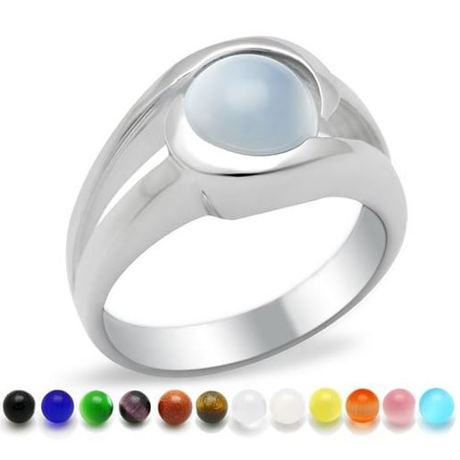 Picture of LOA447 - 925 Sterling Silver Ring High-Polished Women Synthetic Multi Color