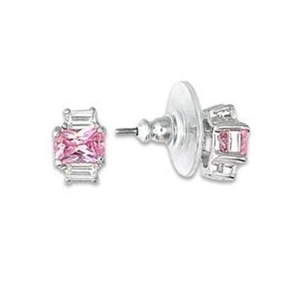 Picture of LOA451 - 925 Sterling Silver Earrings High-Polished Women AAA Grade CZ Rose