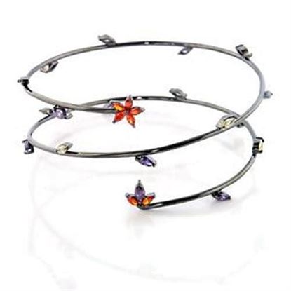 Picture of LOA453 - Brass Arm Loop Ruthenium Women AAA Grade CZ Multi Color