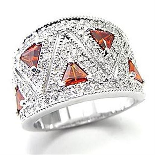 Picture of LOA504 - Brass Ring Rhodium Women AAA Grade CZ Garnet