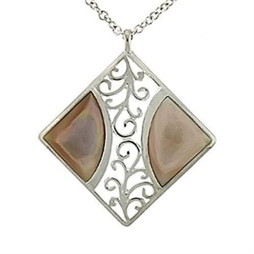 Picture of LOA532 - 925 Sterling Silver Chain Pendant High-Polished Women Precious Stone Rose